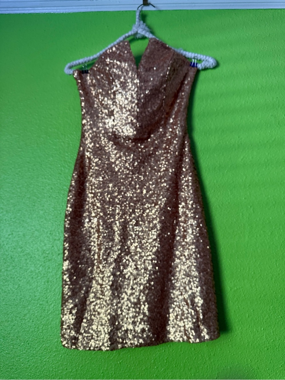 Gold Sequin Strapless Cocktail Dress